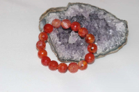 8mm Damarlı Faset Kesim Akik Doğal Taş Bileklik