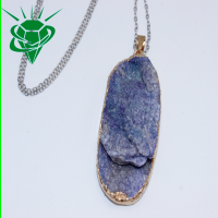 ALTIN KAPLAMA DOĞAL TAŞ DRUZ KUVARS KOLYE