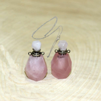 GÜMÜŞ UÇLU PEMBE KUVARS (KOLYE) PARFÜM ŞİŞESİ