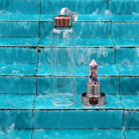 AMETİST ( BRONZ UÇ KAPLI ) DOĞAL TAŞ SU MATARASI