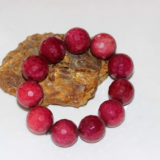 14mm Faset Kesim Kuvars Doğal Taş Bileklik