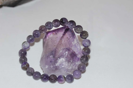 8mm Küre Kesim Ametist Doğal Taş Bileklik