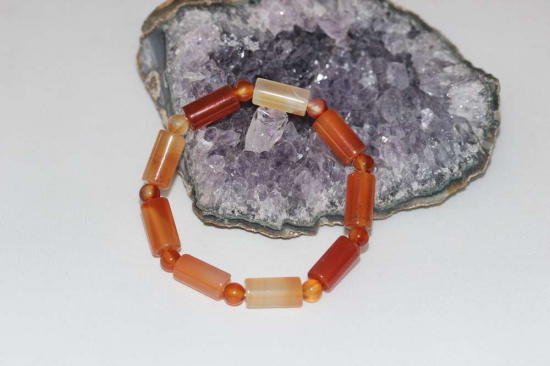 Silindir Kesim Akik Doğal Taş Bileklik