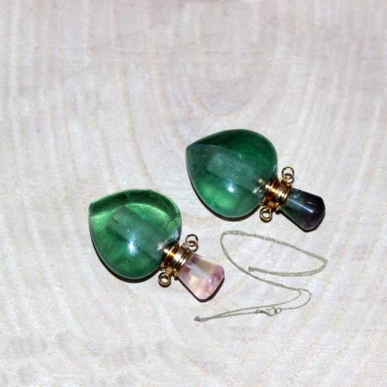 GOLD UÇLU FLOURİT KALP KOLYE PARFÜM ŞİŞESİ