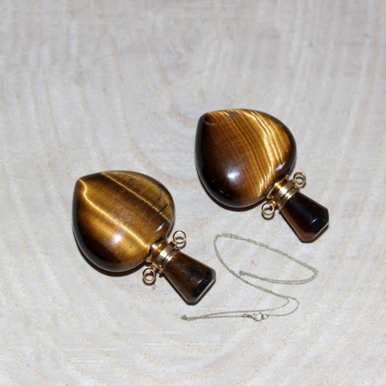 GOLD UÇLU KAPLAN GÖZÜ KALP KOLYE PARFÜM ŞİŞESİ