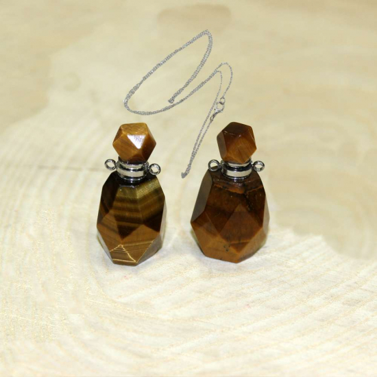 GÜMÜŞ UÇLU KAPLAN GÖZÜ (KOLYE) TOĞAL TAŞ PARFÜM ŞİŞESİ