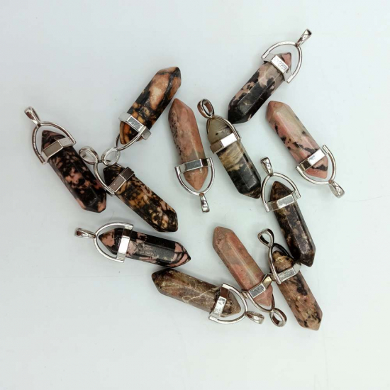 RODONİT (PANDÜL-ÇİVİ MODEL) DOĞAL TAŞ KOLYE