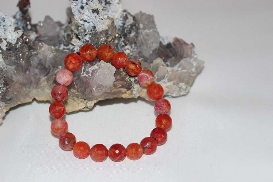 10mm Damarlı Faset Kesim Akik Doğal Taş Bileklik