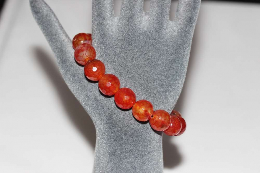 thumb10mm Damarlı Faset Kesim Akik Doğal Taş Bileklik