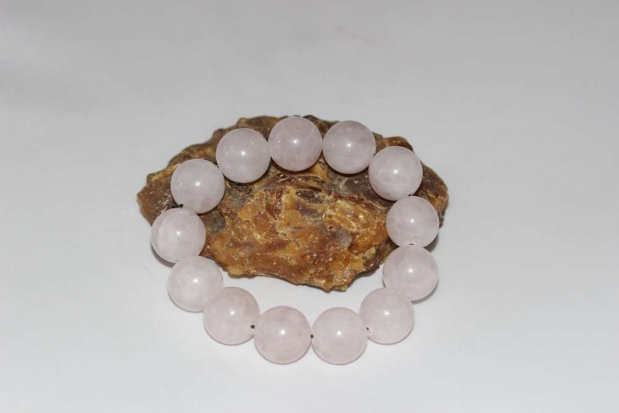 16mm Pembe Kuvars Doğal Taş Bileklik