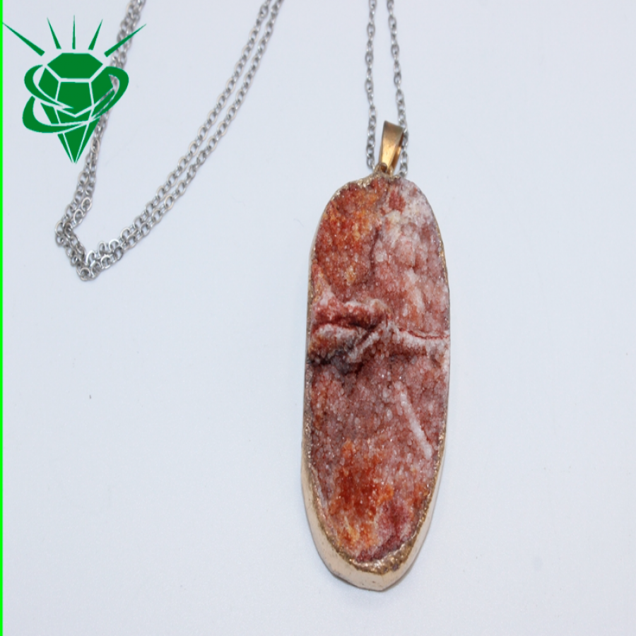 thumbALTIN KAPLAMA DOĞAL TAŞ DRUZ KUVARS KOLYE