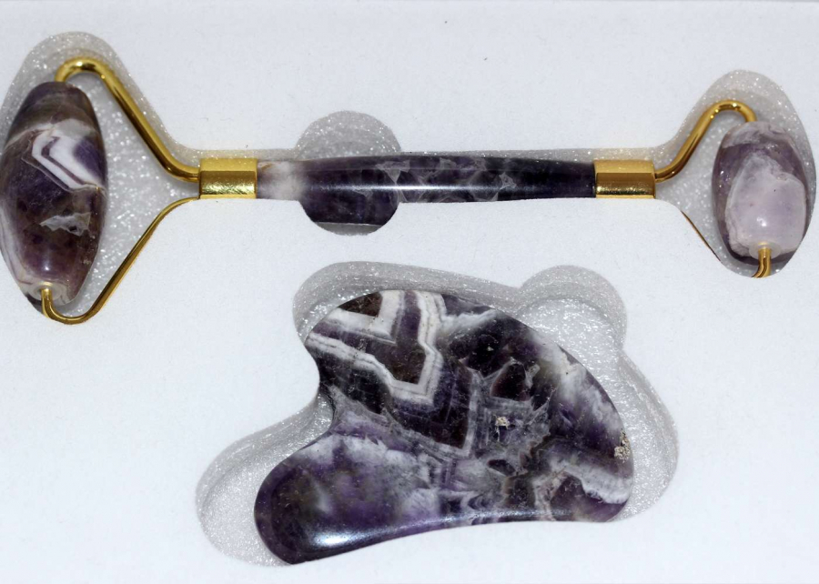 thumbAMETİST Doğal Masaj Taşı 2'li Set Face Roller+Gua Sha