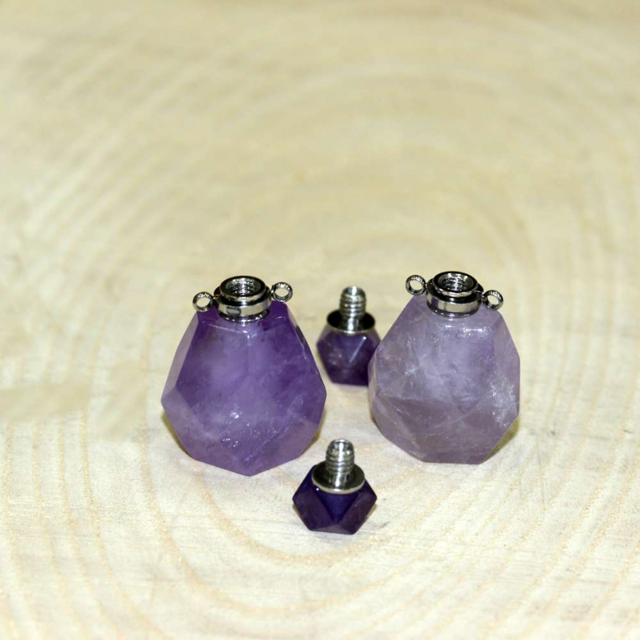 thumbGÜMÜŞ UÇLU AMETİST ( KOLYE ) DOĞAL TAŞ PARFÜM ŞİŞESİ