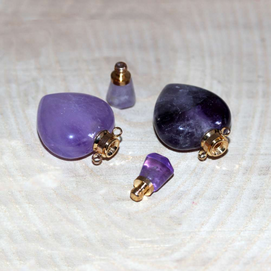 thumbGOLD UÇLU AMETİST KALP KOLYE PARFÜM ŞİŞESİ