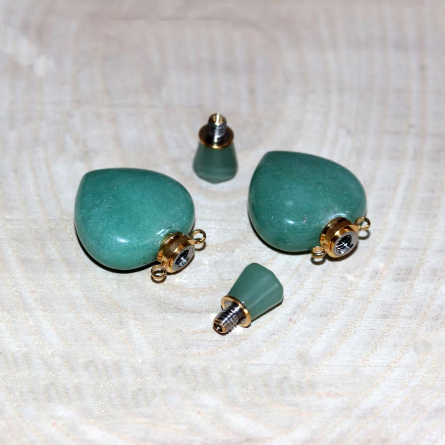 thumbGOLD UÇLU AVENTURİN KALP KOLYE PARFÜM ŞİŞESİ