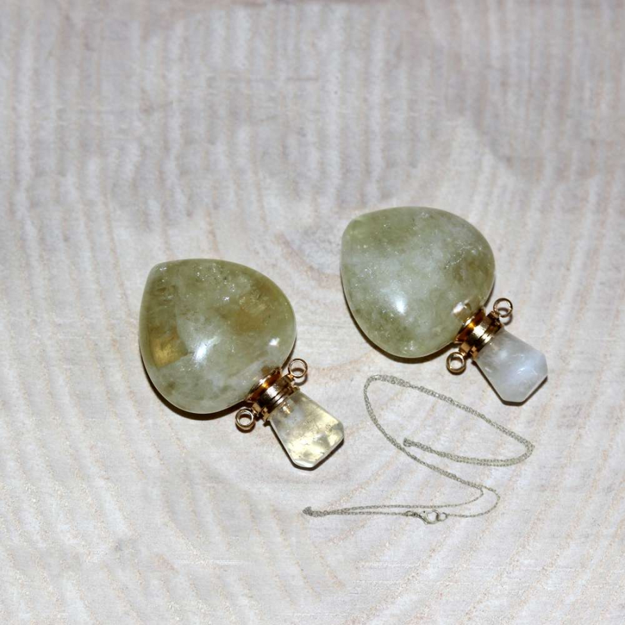 GOLD UÇLU KUVARS KALP KOLYE PARFÜM ŞİŞESİ