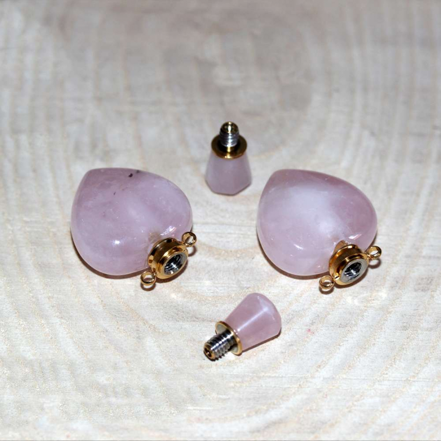 thumbGOLD UÇLU PEMBE KUVARS KALP KOLYE PARFÜM ŞİŞESİ