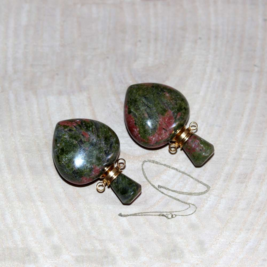 GOLD UÇLU UNAKİT KALP KOLYE PARFÜM ŞİŞESİ