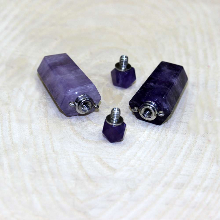 thumbGÜMÜŞ UÇLU AMETİST ( PANDÜL KOLYE ) DOĞAL TAŞ PARFÜM ŞİŞESİ