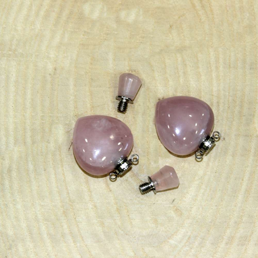 thumbGÜMÜŞ UÇLU PEMBE KUVARS KALP KOLYE PARFÜM ŞİŞESİ