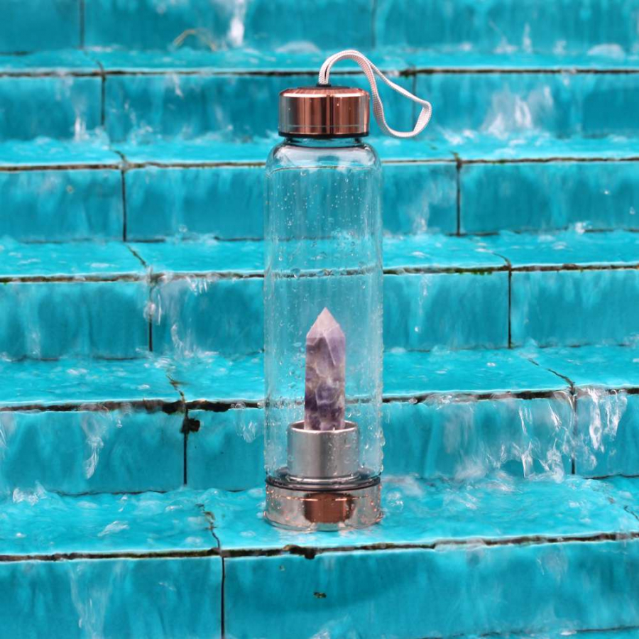 thumbAMETİST ( BRONZ UÇ KAPLI ) DOĞAL TAŞ SU MATARASI