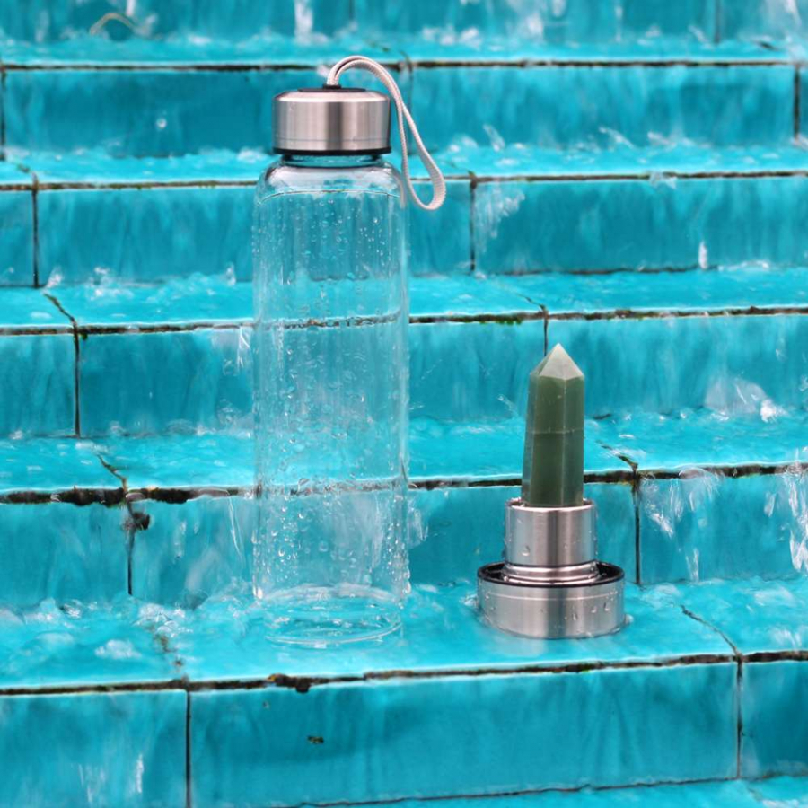 AVENTURİN ( GÜMÜŞ UÇLU ) DOĞAL TAŞ SU MATARASI