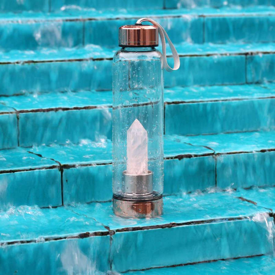 thumbPEMBE KUVARS ( BRONZ UÇLU ) DOĞAL TAŞ SU MATARASI