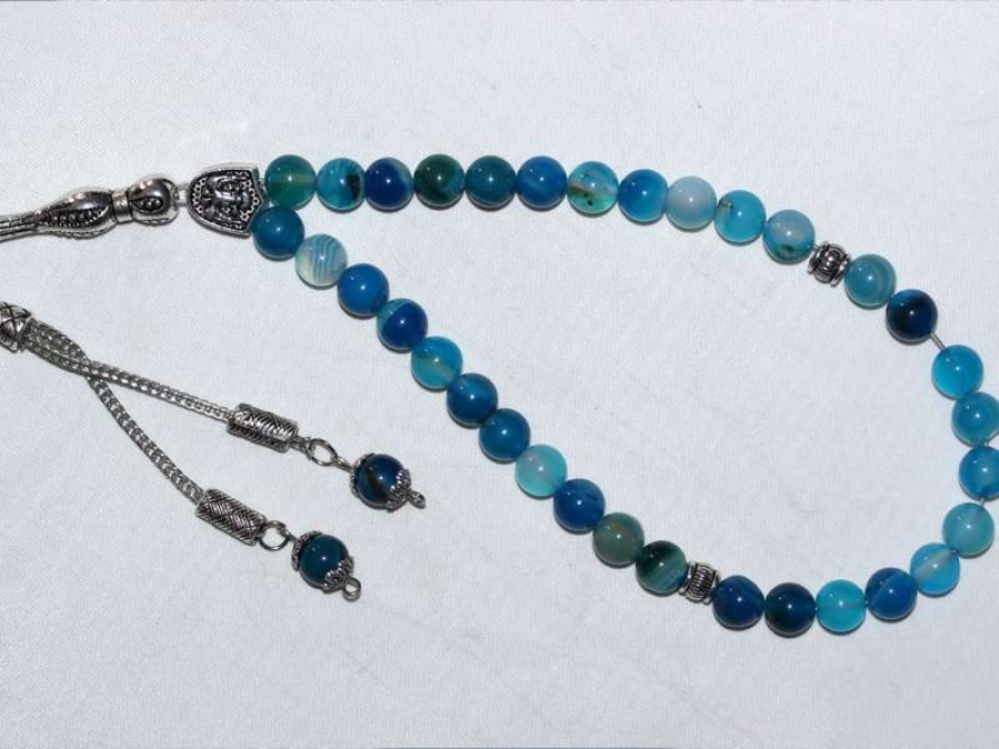 MAVİ AKİK DOĞAL TAŞ TESBİH