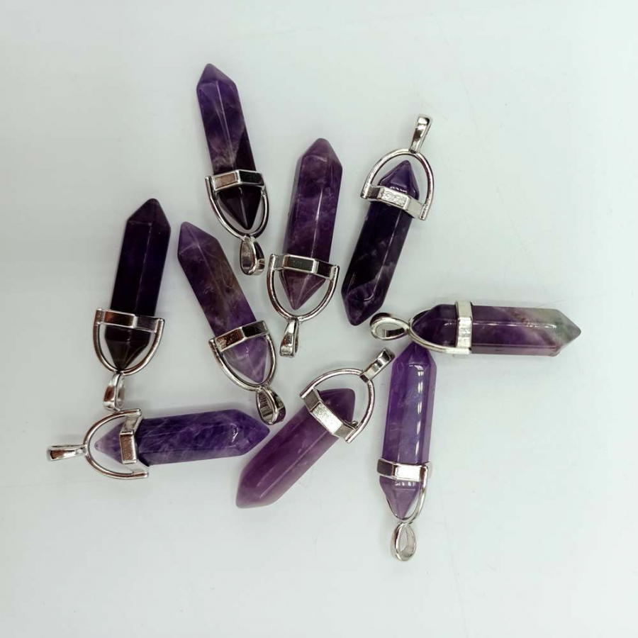 AMETİST (PANDÜL-ÇİVİ MODEL) DOĞAL TAŞ KOLYE