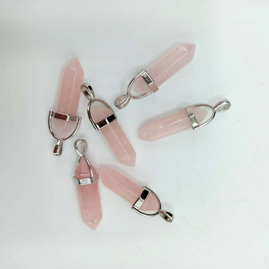 PEMBE KUVARS (PANDÜL-ÇİVİ MODEL) DOĞAL TAŞ KOLYE